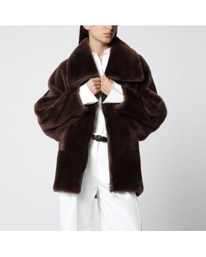 Blancha Oak Zip-Up Shearling Jacket - Black