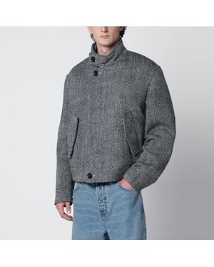 Ami Paris Padded Harrington Wool Jacket - Grey