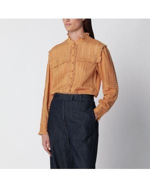 Isabel Marant Lonzie Caramel Cotton Shirt - Blue