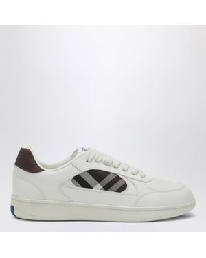 Burberry Sneaker terrace in pelle e check - Bianco