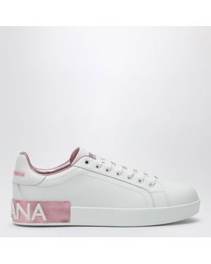 Dolce & Gabbana Portofino /pink Leather Trainers - White