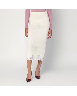 GIUSEPPE DI MORABITO Gonna Tube With Lace And Rhinestones - Natural