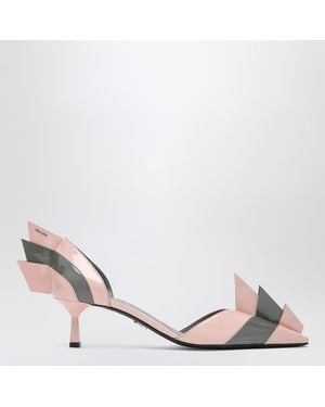 Prada Patent Leather Bicolour Court Shoes - Pink