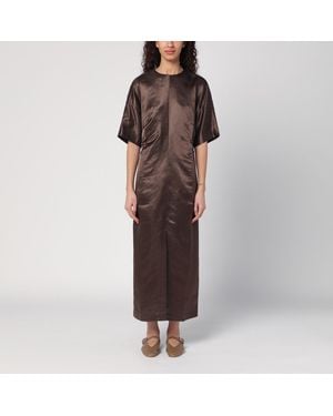 Loulou de Saison Long Brown Dress In Linen And Silk