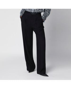Maison Margiela Virgin Wool Tuxedo Trousers With Satin Details - Black