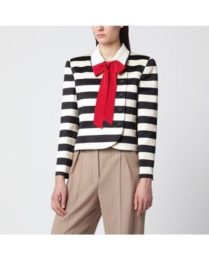 Valentino Vanilla/ Striped Jacket With Maxi Bow - Red
