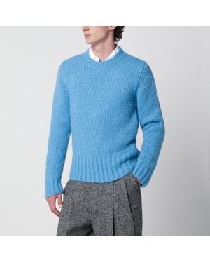 Dolce & Gabbana Crew Neck Jumper With Bouclé Effect - Blue