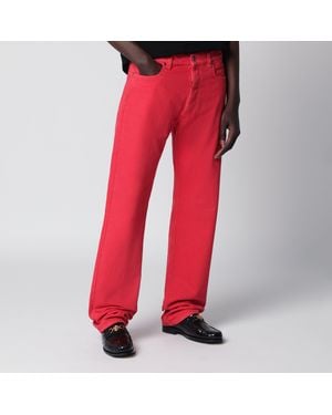 Versace Straight-Leg Cotton Denim Jeans - Red