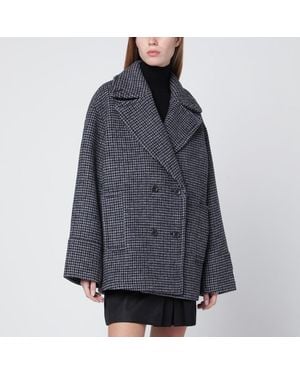 Calvin Klein Manteau Croisé À Motif Pied-De-Poule - Bleu