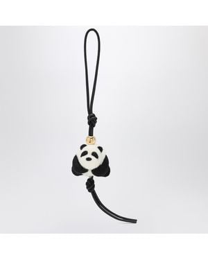 Loewe Panda Pendant In Felt And Leather - Black