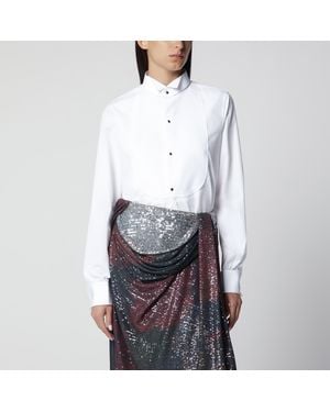 Maison Margiela Long-Sleeve Cotton Poplin Shirt - White
