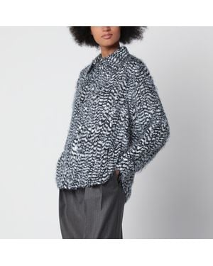 Bottega Veneta Fil Coupé Feather Two-Tone Viscose Shirt - Grey