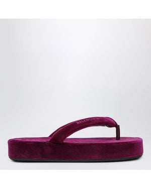 Balenciaga Jet Lag Stretch Velvet Flipflops - Purple