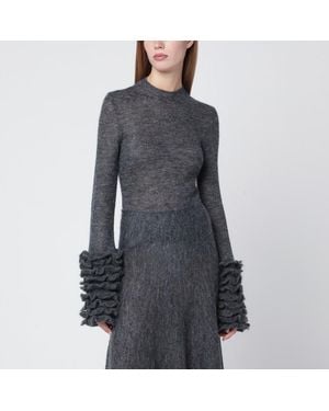 Alaïa Mohair-blend Sweater With Ruffles - Grey