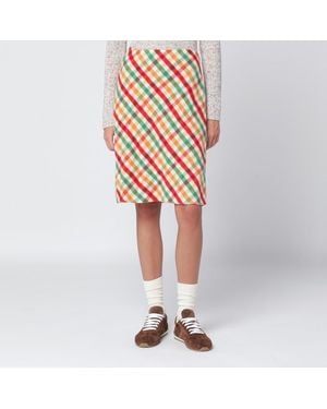 Miu Miu Soy Chequered Skirt And Fleece - Orange