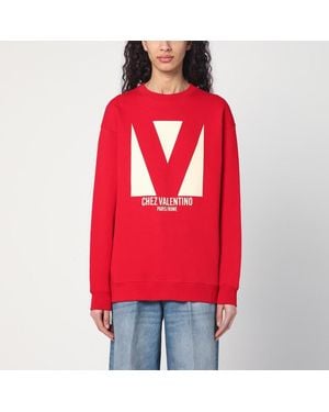 Valentino Sweat-Shirt Rouge À Imprimé Chez