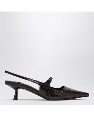 Jimmy Choo Didi 45 Brown Crocodile Effect Neckline - Black