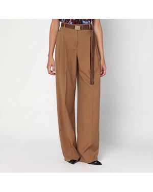 Max Mara Hazelnut Wool Canvas Trousers - Brown
