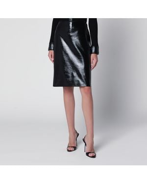 Courreges Knee-Length Lined Vinyl Skirt - Black