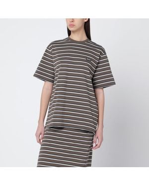 ROTATE BIRGER CHRISTENSEN T-Shirt Oversize À Rayures - Gris