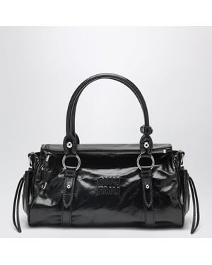 Miu Miu Shiny Leather Handbag - Black