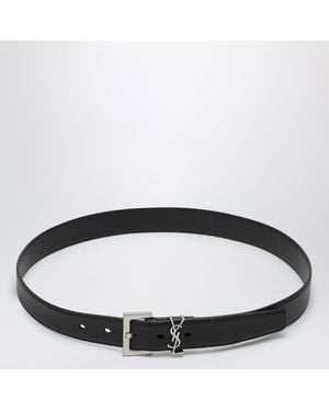 Saint Laurent Cassandre Smooth Leather Belt - Brown
