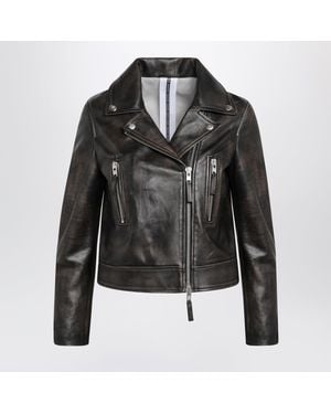 S.w.o.r.d 6.6.44 Vintage-Effect Leather Biker Jacket - Black