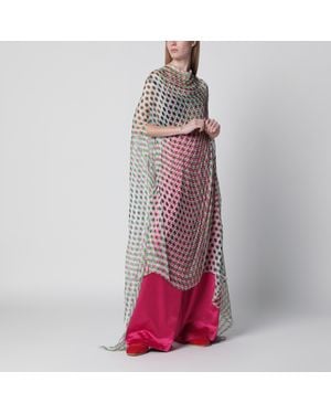 Dries Van Noten Écru Polka-Dot Sheer Silk Cape - Red