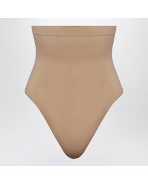 Skims Sienna Seamless Sculpt High-Waisted Thong - Natural