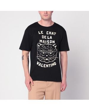 Tシャツ・カットソー Valentino Black Cotton Le Chat De La Maison T-Shirt Le Chat de la Maison cotton T-shirt VALENTINO - Nugnes1920