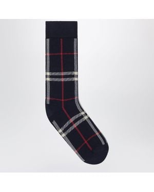 Burberry Check-Pattern Socks - Blue