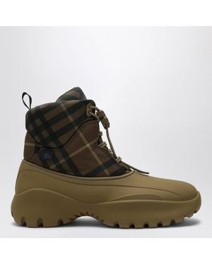 Burberry Trek Ankle Boot With Check Pattern - Brown