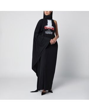 Balenciaga The Door Draped Maxi Cotton Jersey Dress - Black