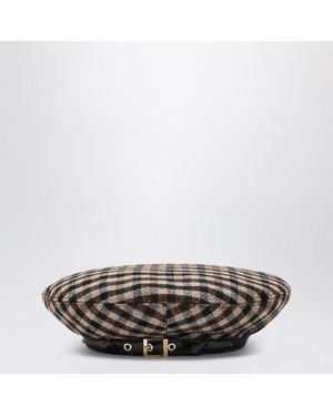 Ganni Check Wool Beret - Multicolour