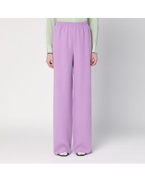 Valentino Wide Lilac Pink Silk Trousers - Purple