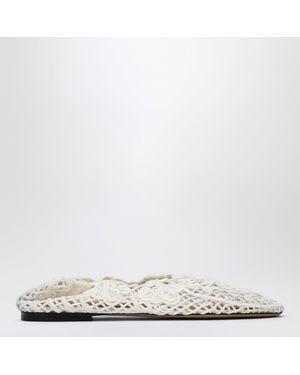 Odissi Iris Crochet Ballerina Flats - White