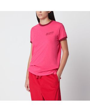 Sanderlak Contrasting Ribbed Cotton T-Shirt - Pink