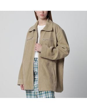 Halfboy Parka En Cuir Suédé - Neutre