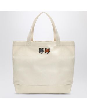 Maison Kitsuné Double Bold Fox Head Medium Tote Bag - Natural