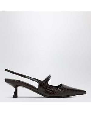 Jimmy Choo Didi 45 Brown Crocodile Effect Neckline - Black