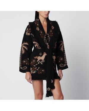 Alanui Cardigan Island Roots Foulard Noir En Laine