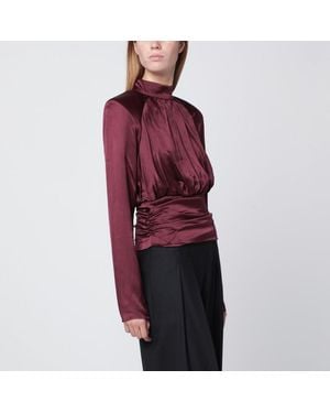 ROTATE BIRGER CHRISTENSEN Top arricciato in seta - Rosso