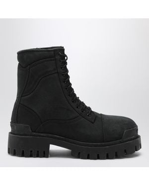 Balenciaga Combat Strike Cotton-Canvas Boots - Black