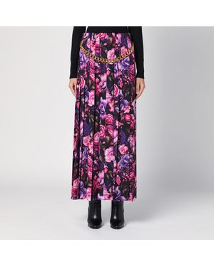 Balenciaga Floral Pleated Maxi Skirt - Purple