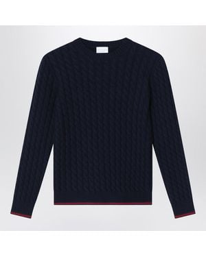 Gucci Blauer Zopfmuster-Pullover Aus Wolle