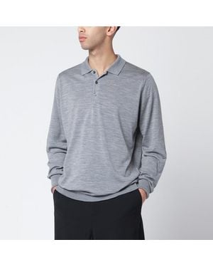 John Smedley Light Wool Polo Shirt - Grey