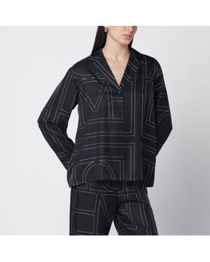 TOTEME Monogram Silk Pyjama Shirt - Black