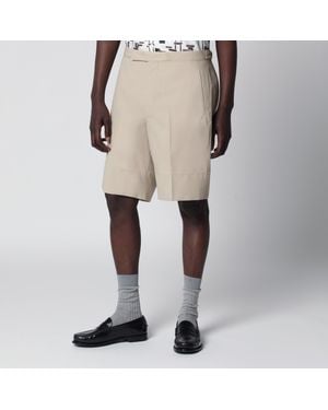 Prada Sandfarbene Baumwoll-Bermudashorts - Natur