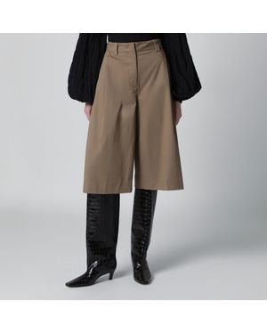 Thelatest Cognac Cotton Dakota Bermuda Shorts - Natural