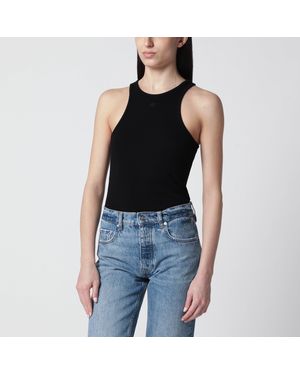 Anine Bing Ribbed Tank Top With Logo Embroidery - Black